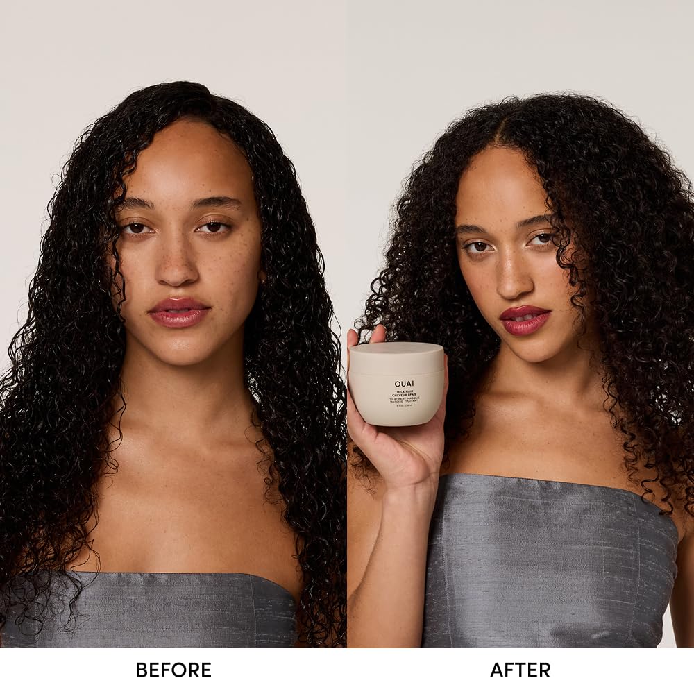 OUAI Thick Hair Mask - Treatment Masque with Almond Oil, Olive Oil, & Hydrolyzed Keratin to Restore Damaged Hair - Phthalate & Paraben Free Masque (3.4 Oz) OUAI uk supplements