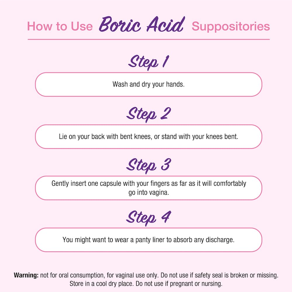 Puregen Labs Boric Acid 600 mg Vaginal Suppositories - 100% Pure | All Natural Without Dyes or Fillers P Puregen Labs uk supplements