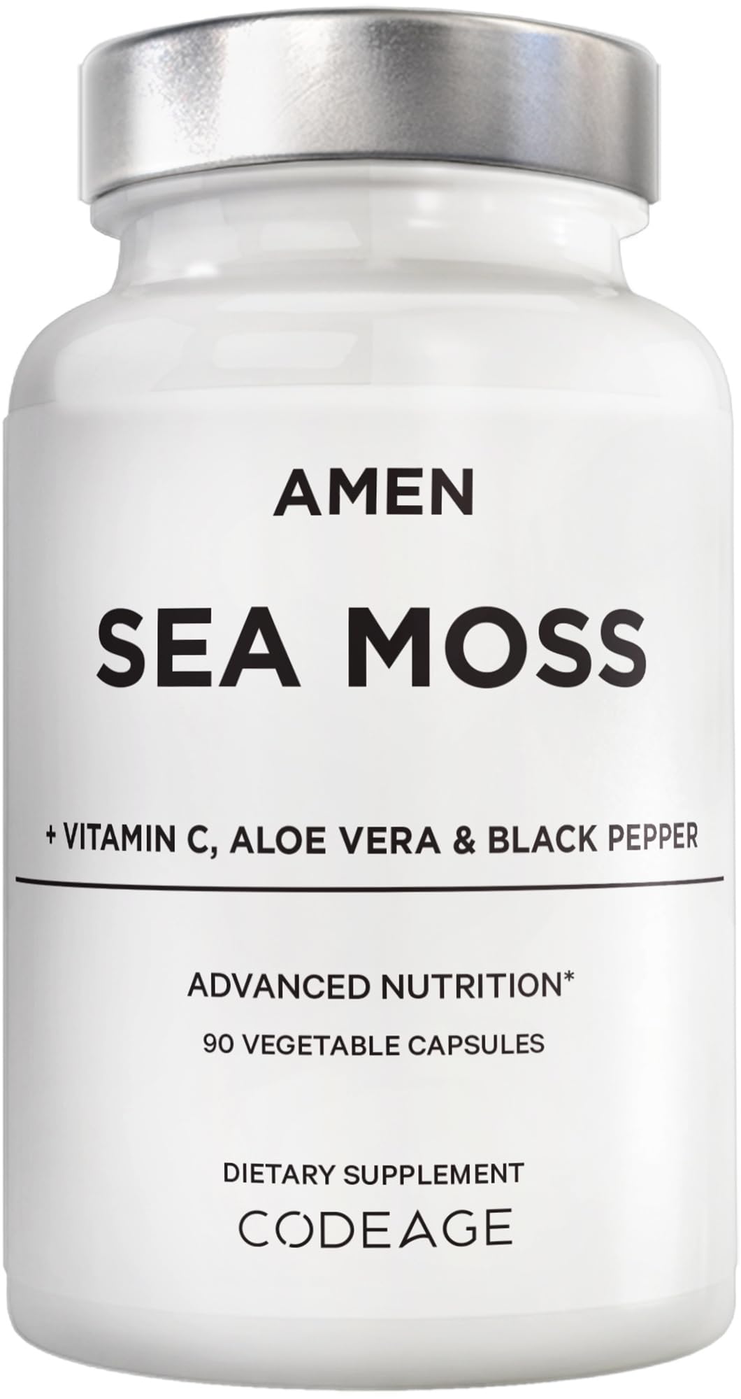 Amen Sea Moss Supplement - 1000mg Organic Irish Sea Moss, Bladderwrack, Burdock - Vitamin C, Aloe Vera, Black Pepper - Seaweed Superfood, Vitamins, Minerals, and Antioxidants - Non-GMO - 90 Capsules Amen uk supplements
