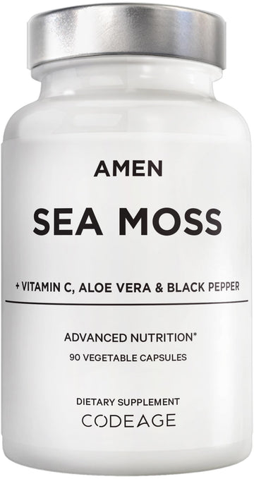 Amen Sea Moss Supplement - 1000mg Organic Irish Sea Moss, Bladderwrack, Burdock - Vitamin C, Aloe Vera, Black Pepper - Seaweed Superfood, Vitamins, Minerals, and Antioxidants - Non-GMO - 90 Capsules Amen uk supplements