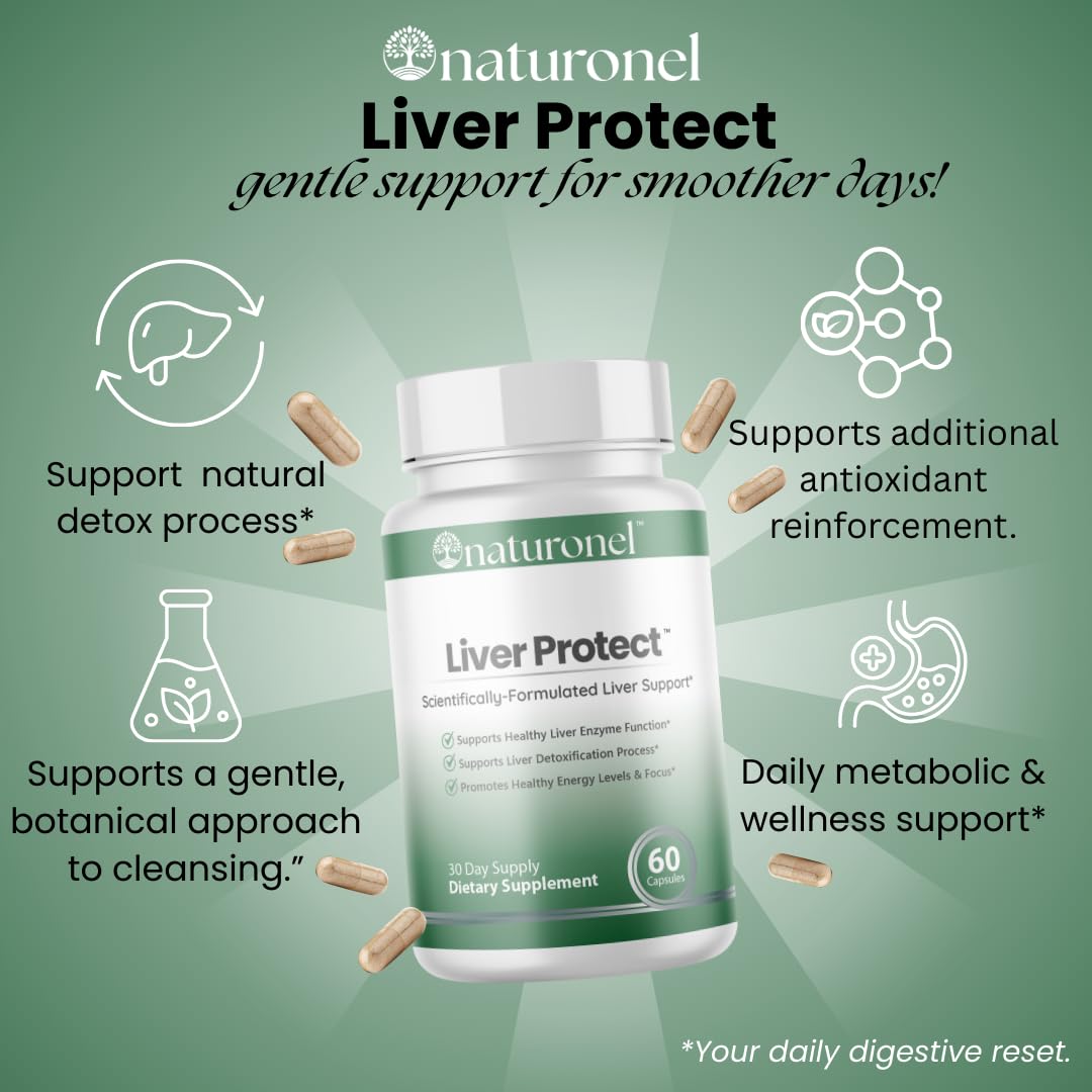 Naturonel Liver Protect – Liver Cleanse Detox & Repair | Liver Detox with Milk Thistle, Beetroot, Artichoke, Dandelion, Chicory, Yarrow, Jujube & Herbal Detox Blend | Made in USA, GMP Certified (1) Naturonel uk supplements