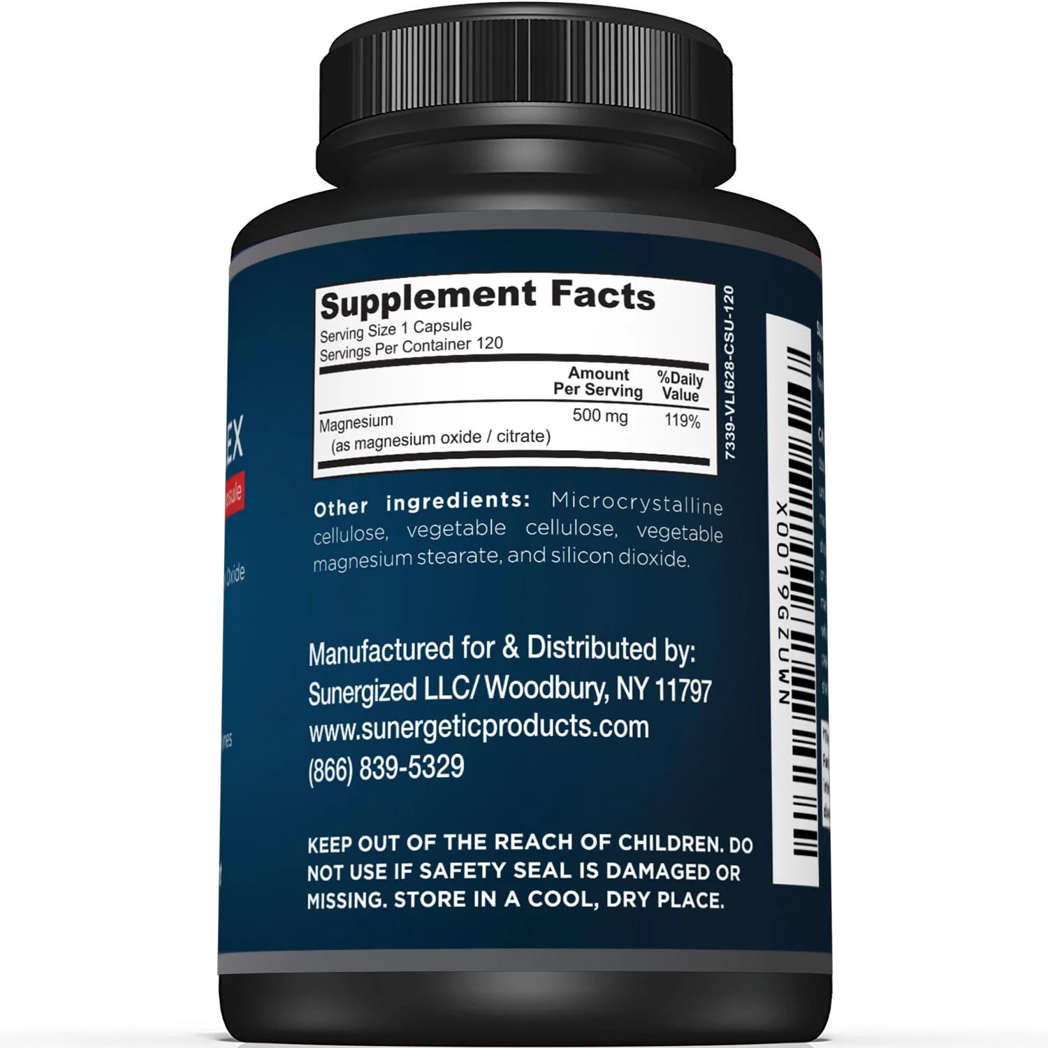 Premium Magnesium Citrate Capsules – Powerful 500mg Magnesium Oxide & Citrate Supplement – Helps Support Healthy Bones, Muscles, Teeth, Energy & Relaxation – 120 Vegetable Capsules Sunergetic uk supplements