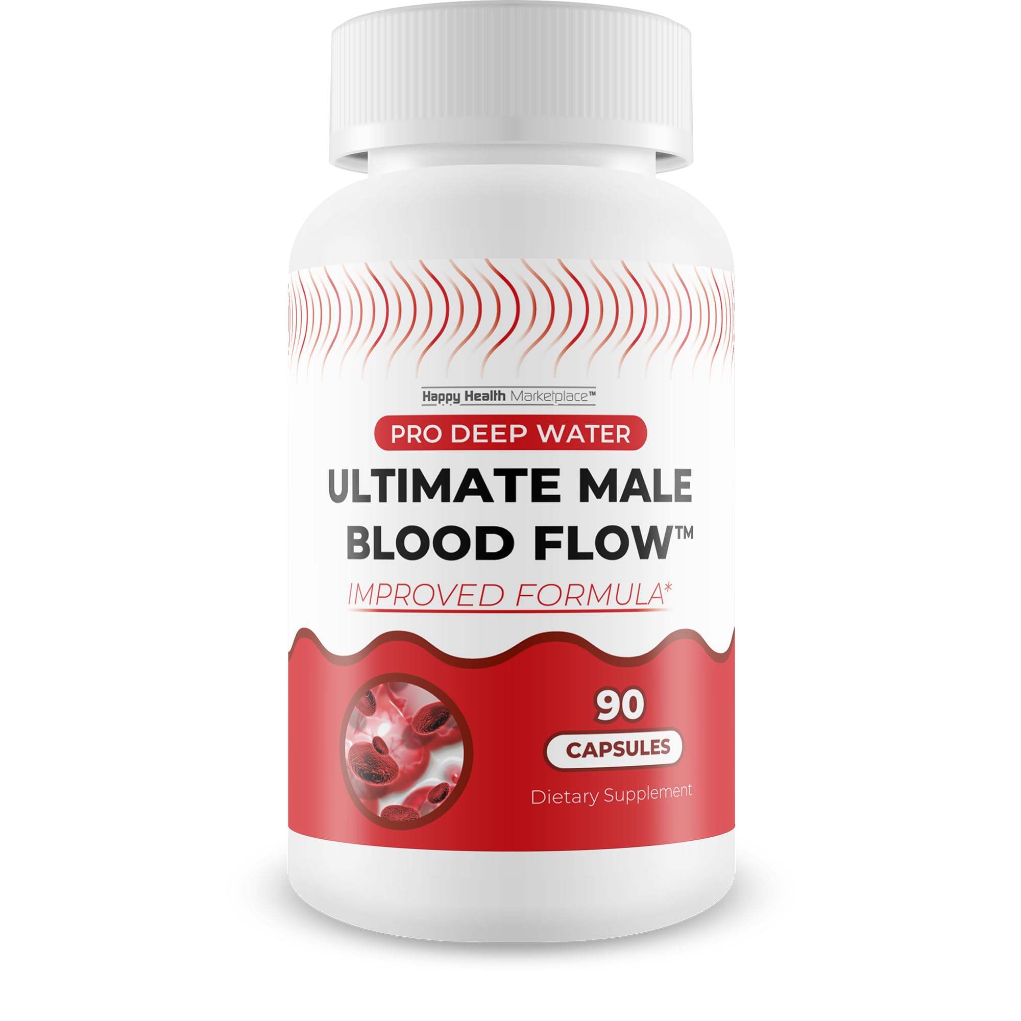 Pro Deep Water Ultimate Male Blood Flow - Improved Formula - Our Best Improved Blood Flow Supplement for Men - Advanced Blood Flow Support for Men - Our Best Circulation Supplement Alpha Boost Pills Happy Health Marketplace uk supplements