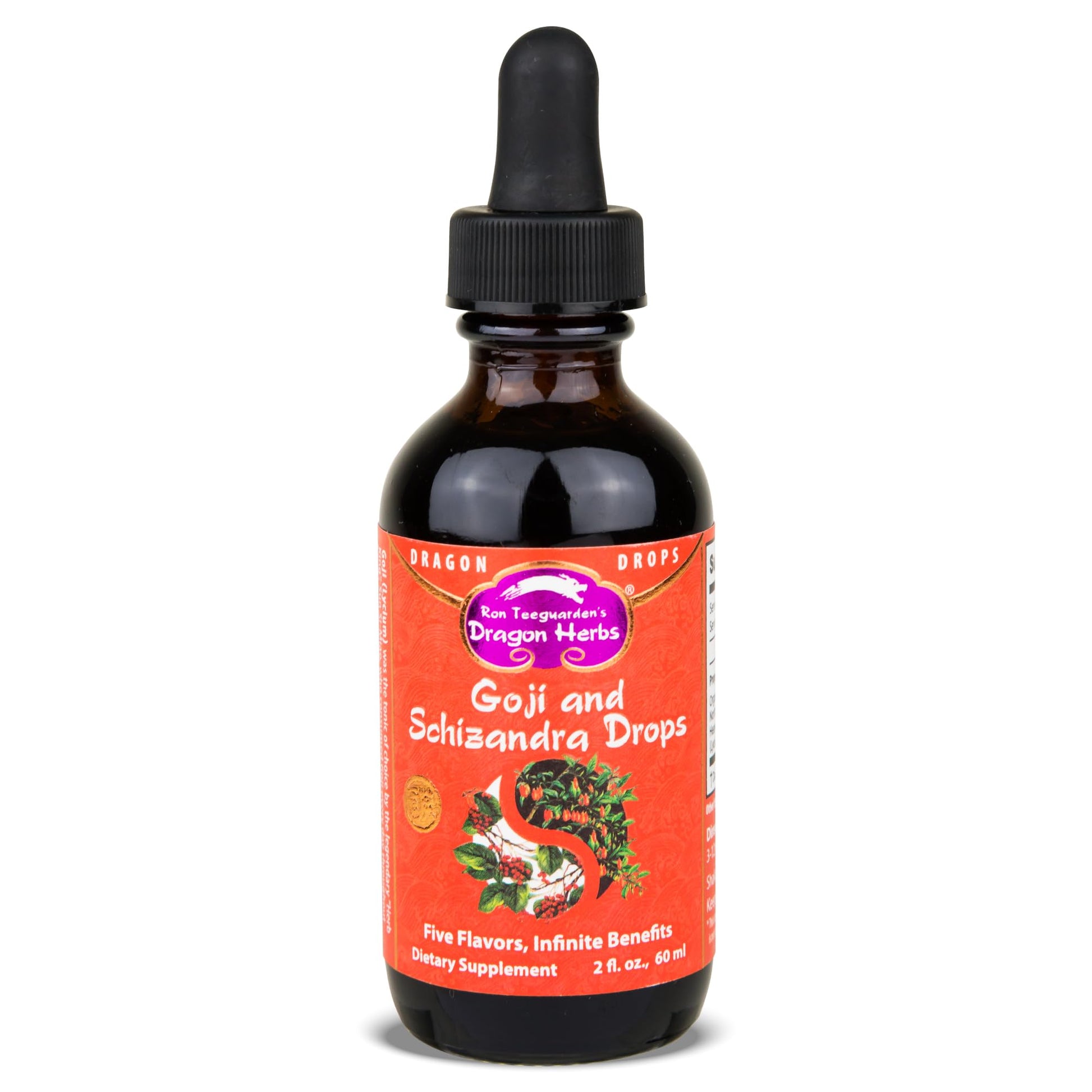 Dragon Herbs Goji Berry & Schizandra Drops • Triple Extractions • for Eye, Skin, Lung & Healthy Aging Support, Beauty Tonic • Super Potency • Fast Acting • 2 fl oz, 60 mL • Tincture Supplement Dragon Herbs uk supplements