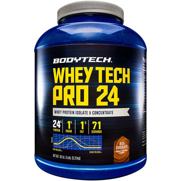 BODYTECH Whey Tech Pro24 Powder Rich Chocolate (5 lbs/ 71 Servings) BODYTECH uk supplements