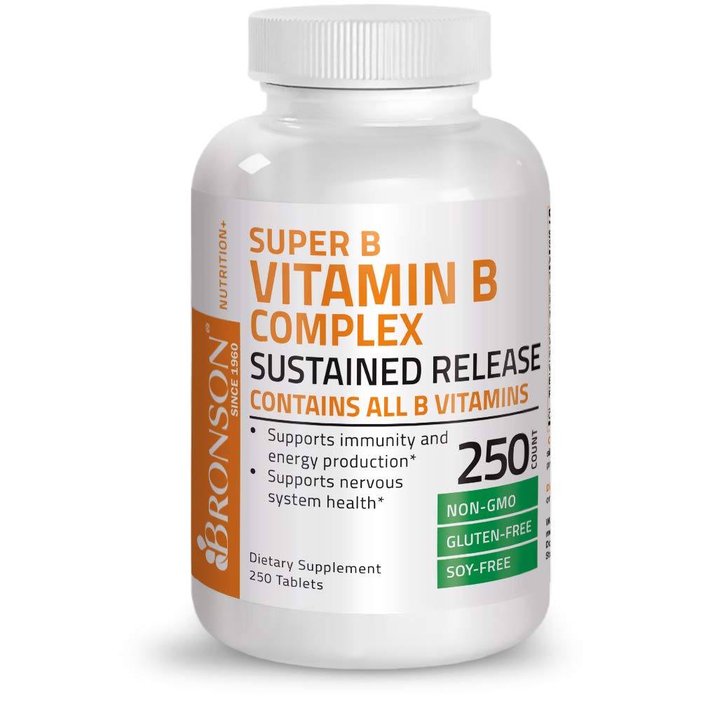 Bronson Super B Vitamin B Complex Sustained Slow Release Vitamin B1, B2, B3, B6, B9 Bronson uk supplements