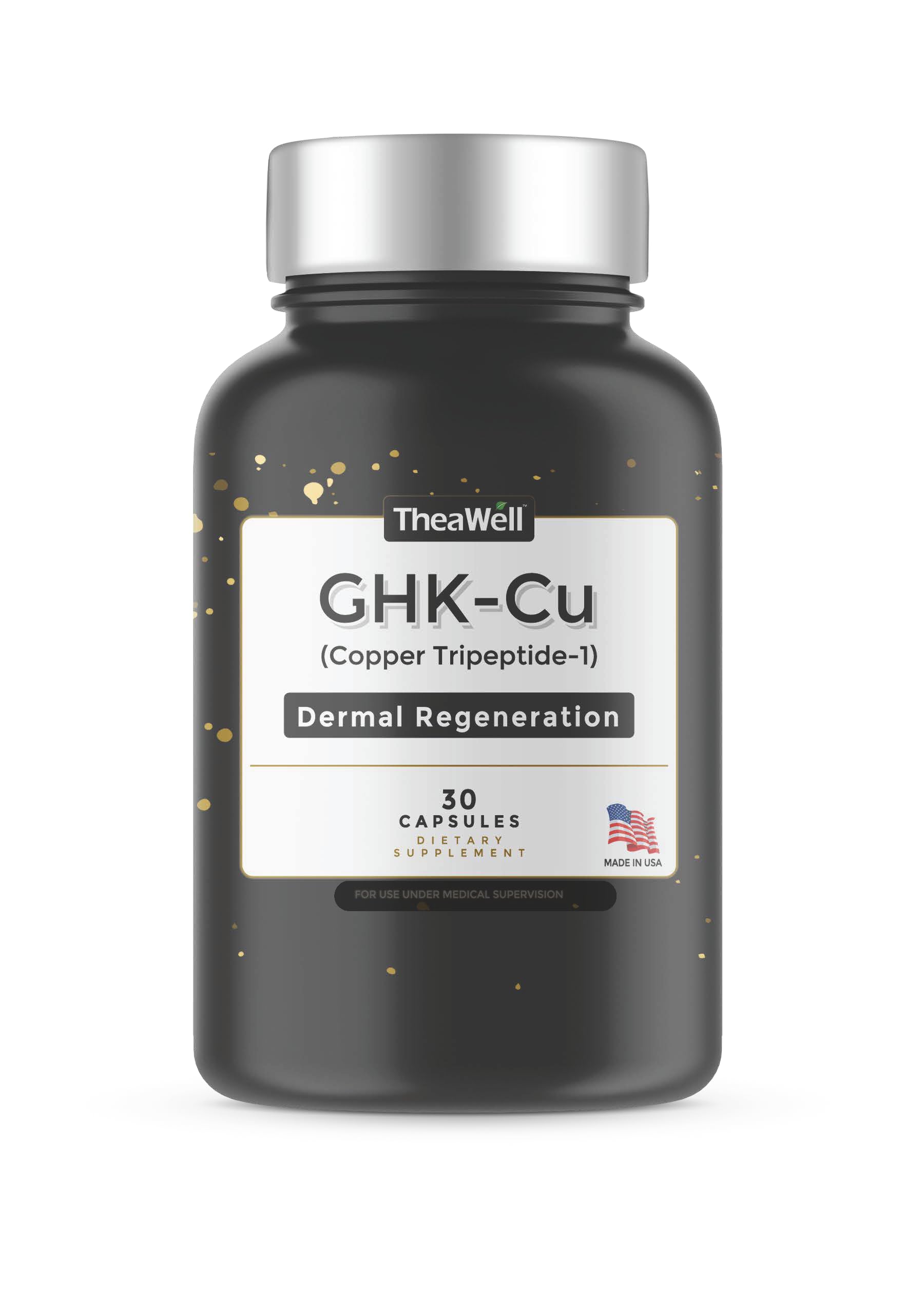 TheaWell GHK-Cu Copper Tripeptide-1, 5mg with MSM, Biotin, Zinc, Bioperine Black Pepper Extract, Dermal Regeneration, Hair Skin and Nails Support, 30 Vegan Capsules, Made in USA TheaWell uk supplements