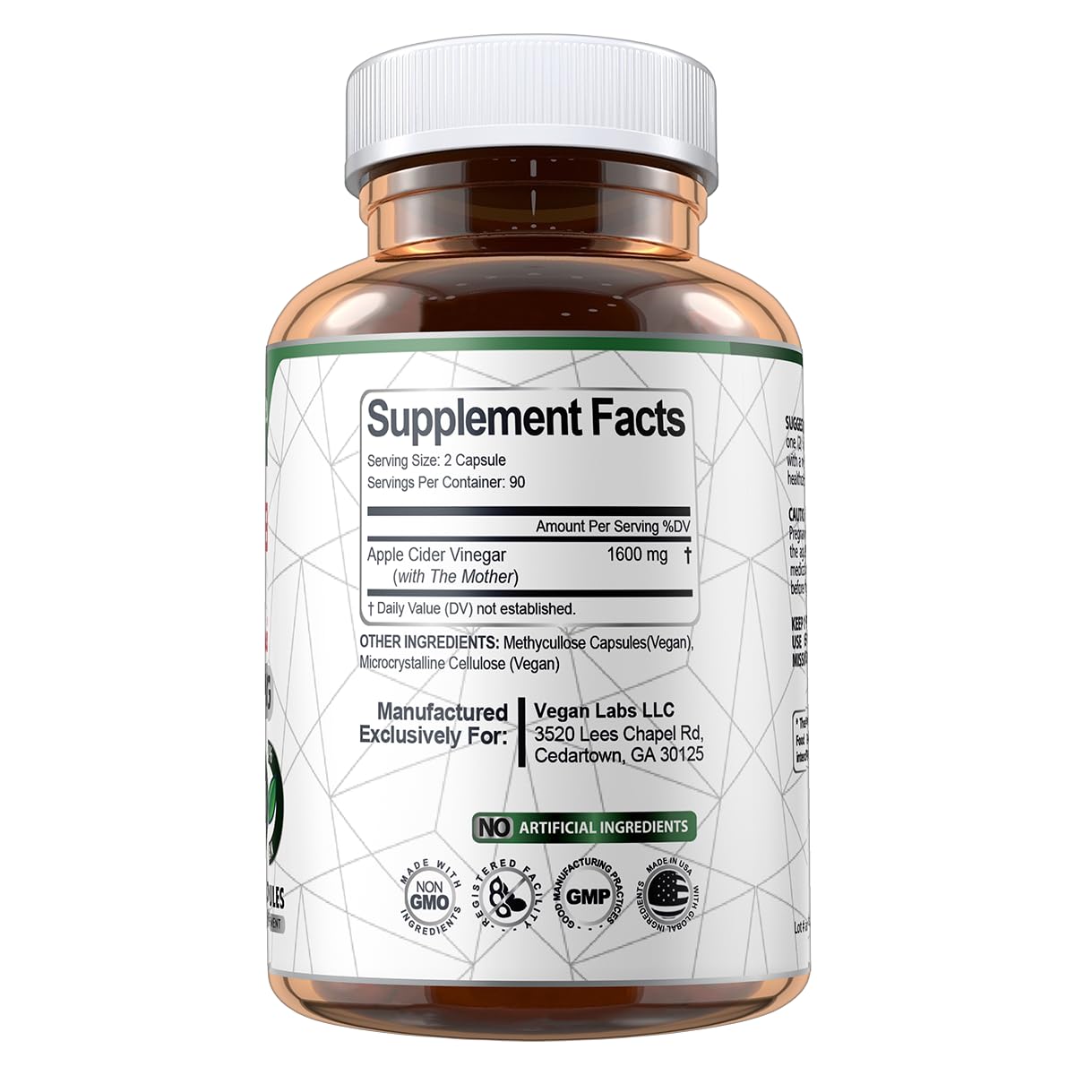 Vegan Labs Apple Cider Vinegar Capsules with The Mother- 180 Vegan Capsules Vegan Labs uk supplements