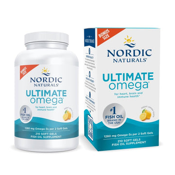 Nordic Naturals Ultimate Omega, Lemon Flavor - 210 Soft Gels - 1280 mg Omega-3 - High-Potency Fish Oil with EPA & DHA - Promotes Brain & Heart Health - Non-GMO - 105 Servings Nordic Naturals uk supplements