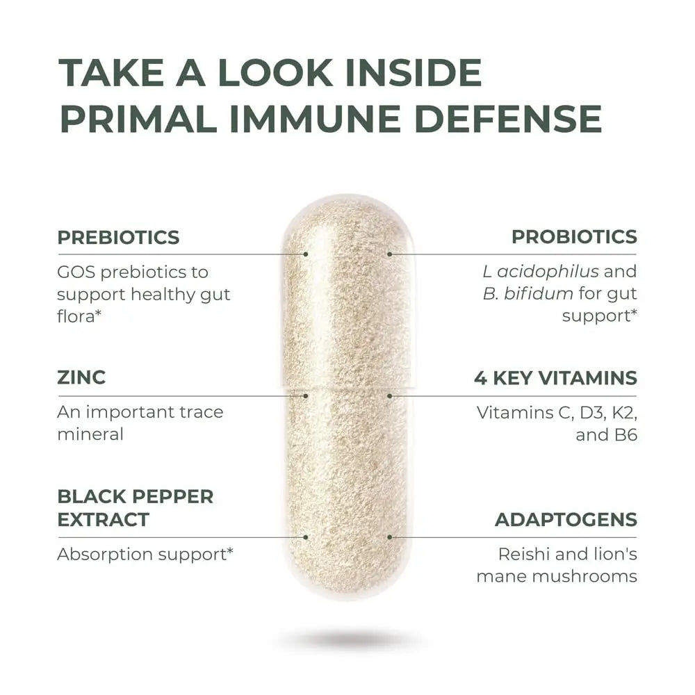 Primal Harvest Immune Defense 10-in-1 Supplement with Probiotics, Zinc, and Vitamins C, D3, K2, B6 Daily Immune Support for Adults Primal Harvest uk supplements