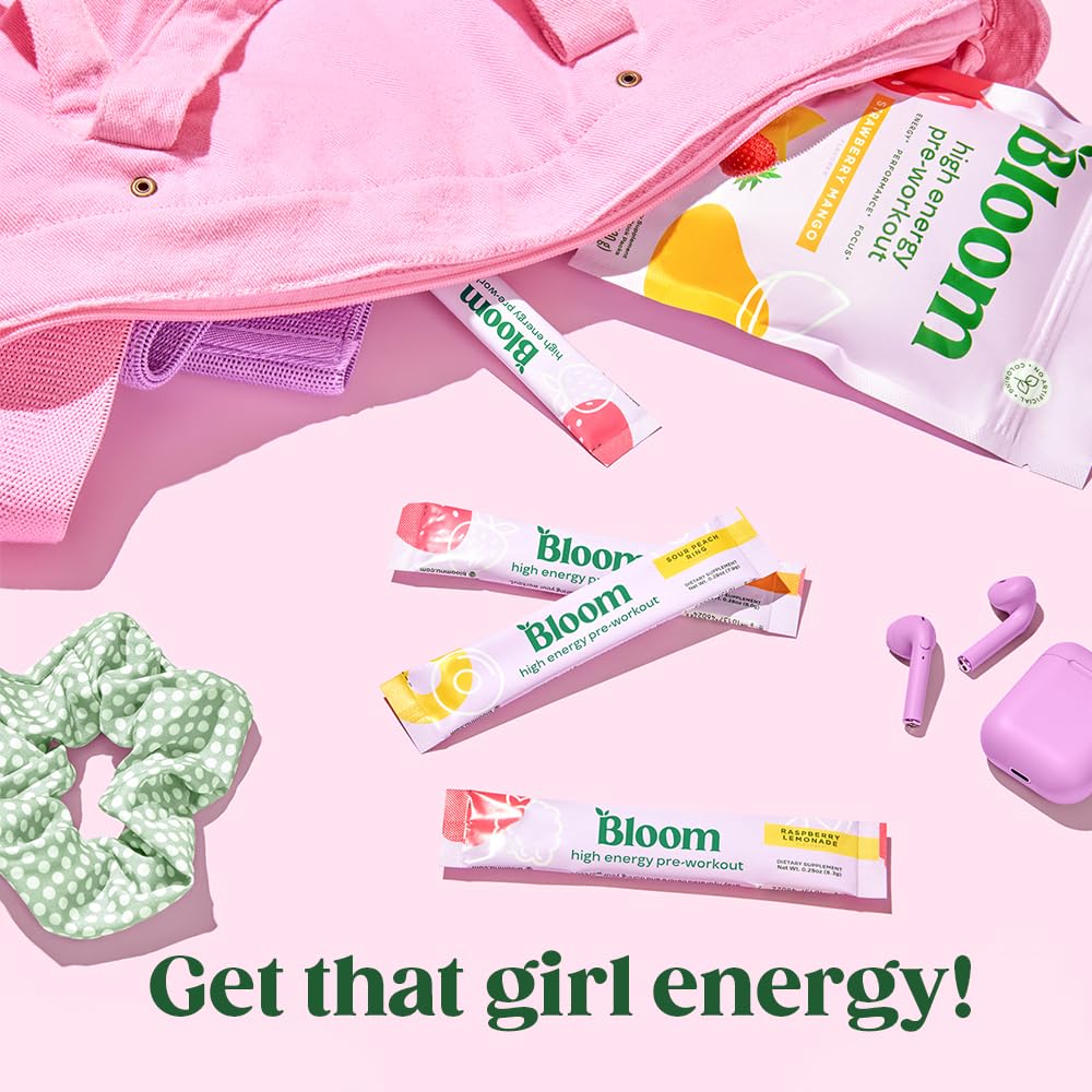 Bloom Nutrition High Energy Pre Workout Powder for Women - Natural Caffeine Powder Bloom Nutrition uk supplements