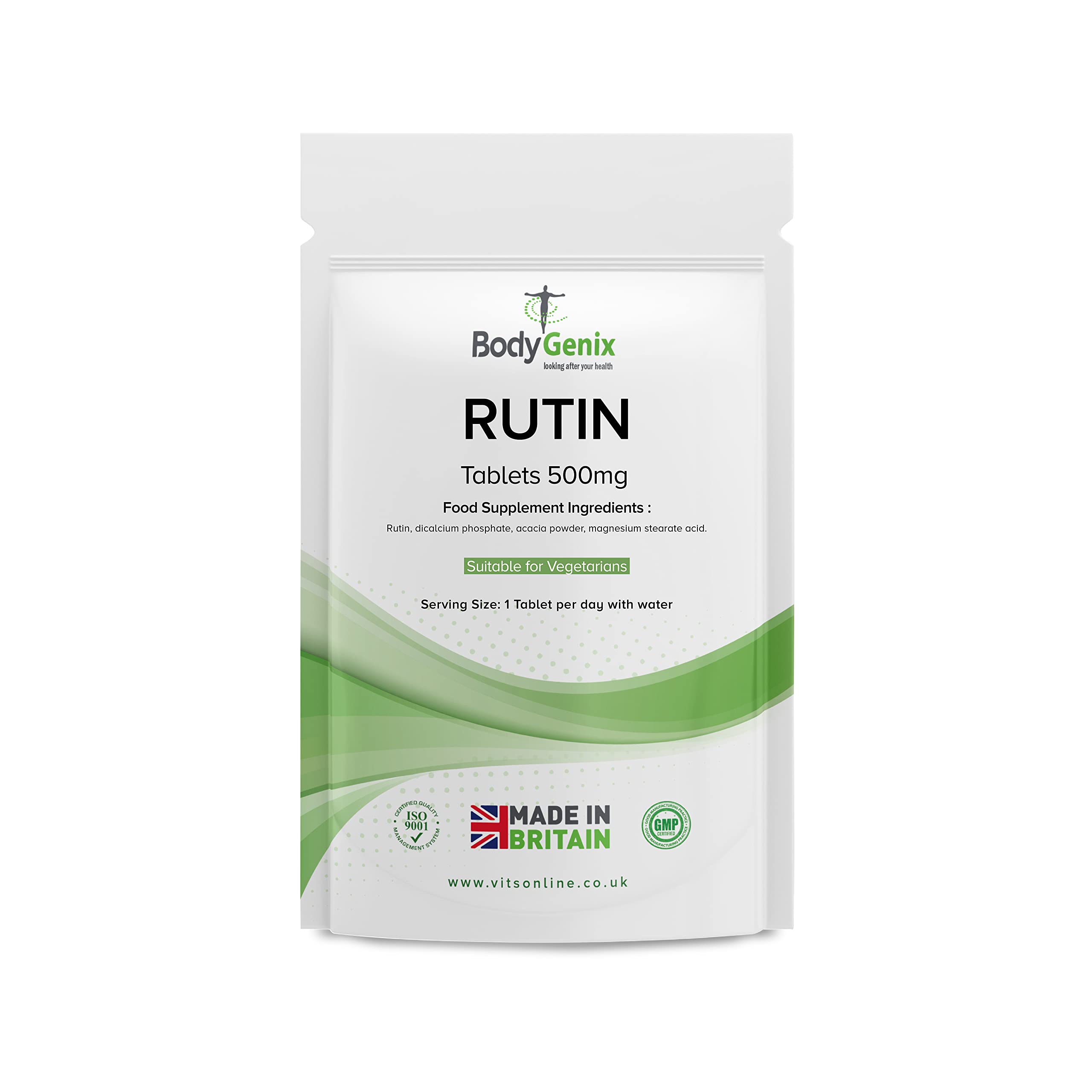 Bodygenix Rutin 500mg Tablets CAPILLARIES, VARICOSE Veins, Hemorrhoids Veg Friendly Bodygenix uk supplements