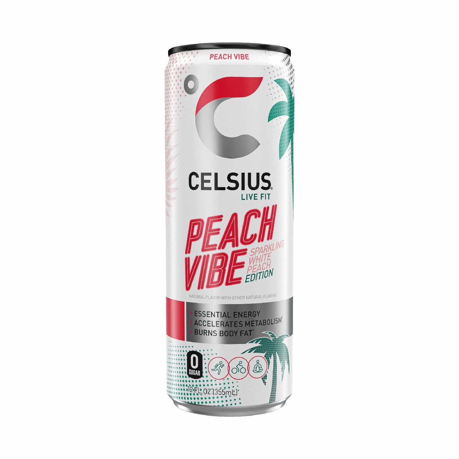 CELSIUS Sparkling Peach Vibe, Functional Essential Energy Drink, 12 Fl Oz CELSIUS uk supplements