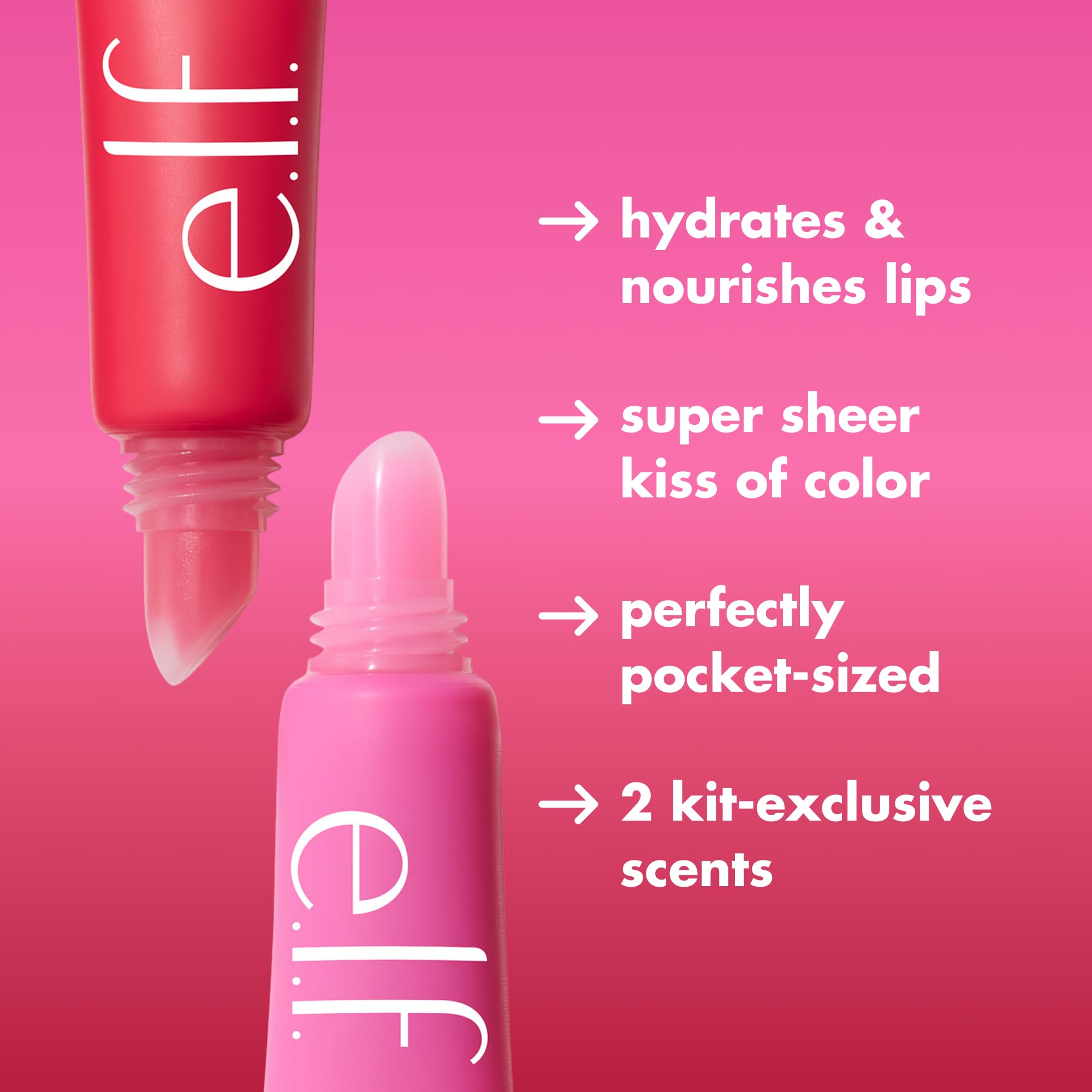 e.l.f. Squeeze Me More Lip Balm Duo, Moisturizing Balm For A Sheer Tint Of Color, Made With Hyaluronic Acid, Vegan & Cruelty-Free, Cherry & Bubblegum e.l.f. uk supplements
