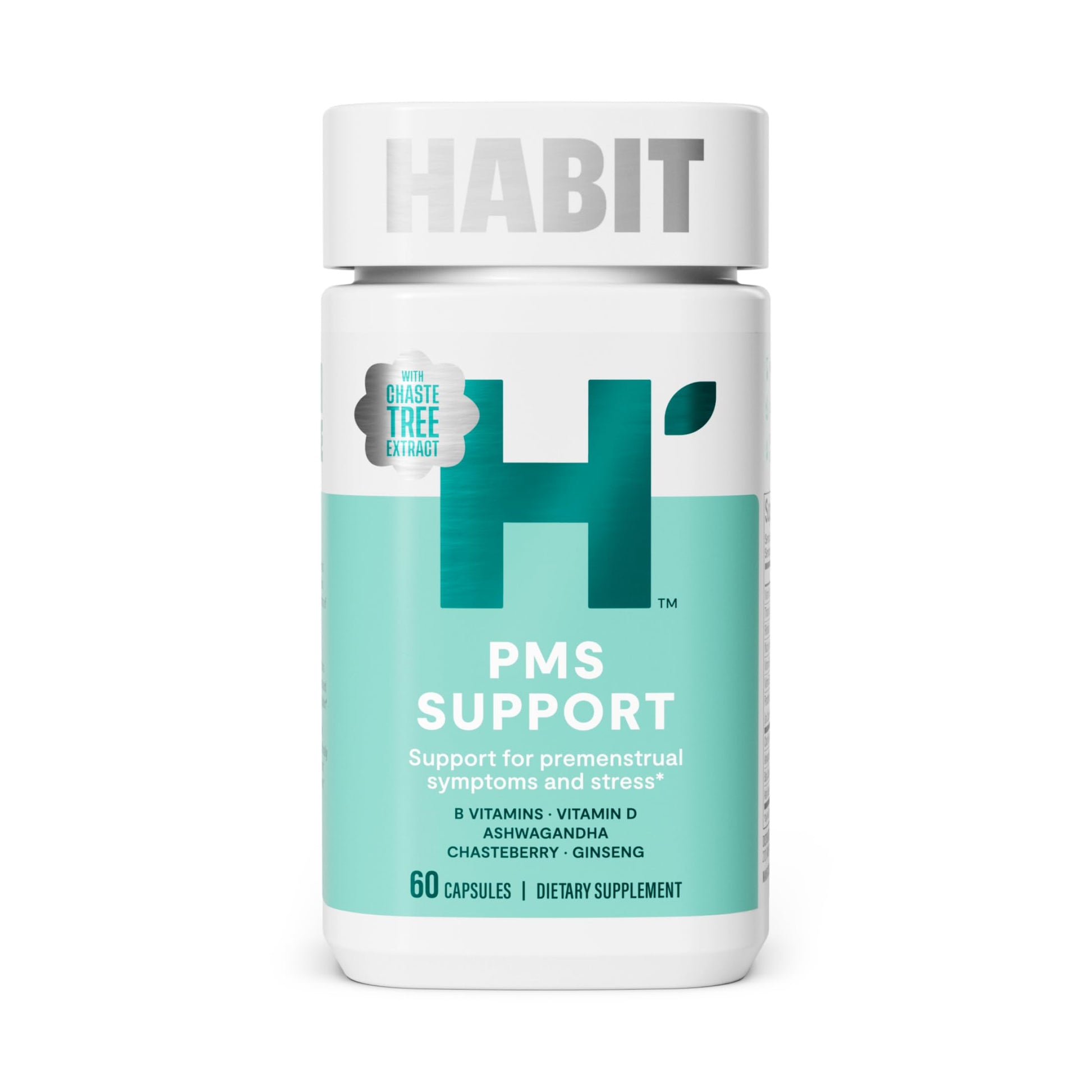 Habit PMS Support Supplement for Women (60 Capsules) - Supports Premenstrual Symptoms & Stress, Hormone Balance, Mood, B Vitamins, Vitamin D, Chasteberry, Ashwagandha, Gluten-Free, Non-GMO (1 Pack) H' Habit uk supplements