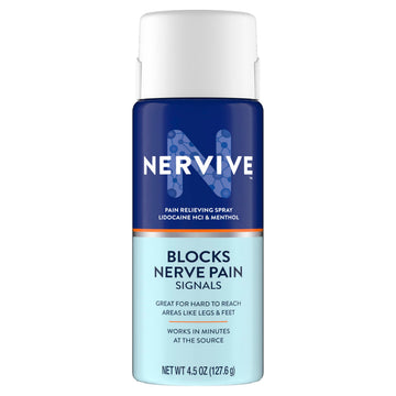 Nervive Pain Relieving Spray, Lidocaine Spray, Nervive Pain Relief, Lidocaine Topical, Foot Pain, Leg Pain, Hand Pain, Max Strength Formula, for Hard to Reach Areas, 4.5oz Nervive uk supplements
