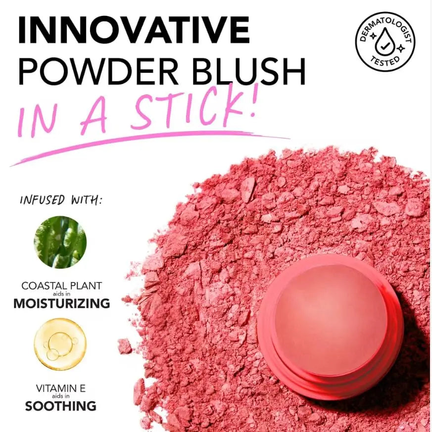 Polite Society Polite Pops Powder Blush Stick, Hybrid Cream to Powder Formula, Buildable Color with Coastal Plant and Vitamin E, Malibu shimmering golden peach Aus Healthcare uk supplements