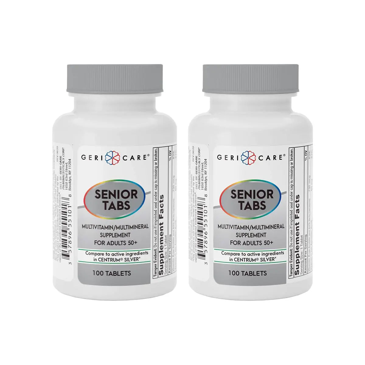GeriCare Senior Tab 50+ Multivitamin and Minerals Tablets - Immune Support - Age-Defying Nutrition, 100 Count (Pack of 2) GeriCare uk supplements