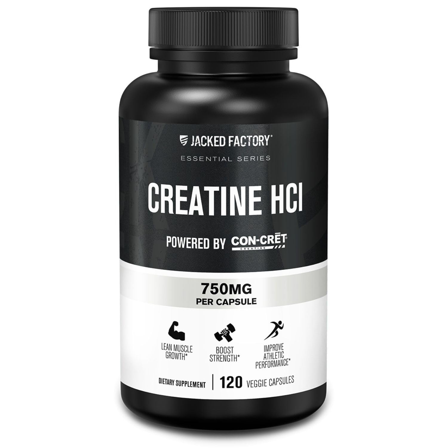 Jacked Factory Creatine HCl Capsules - CON CRET Creatine Pills 750mg - Lean Muscle Growth & Recovery, Boost Strength & Endurance, No Bloating or Cramps - 120 Capsules Jacked Factory uk supplements