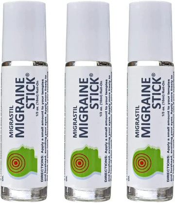 Basic Vigor Migrastil Migraine Stick Rollon - Fast Cooling Comfort for Your Head 3-Pack. Aromatherapy with Peppermint & Other Essential Oils. Metal Roller. Made in USA by Basic Vigor Basic Vigor uk supplements