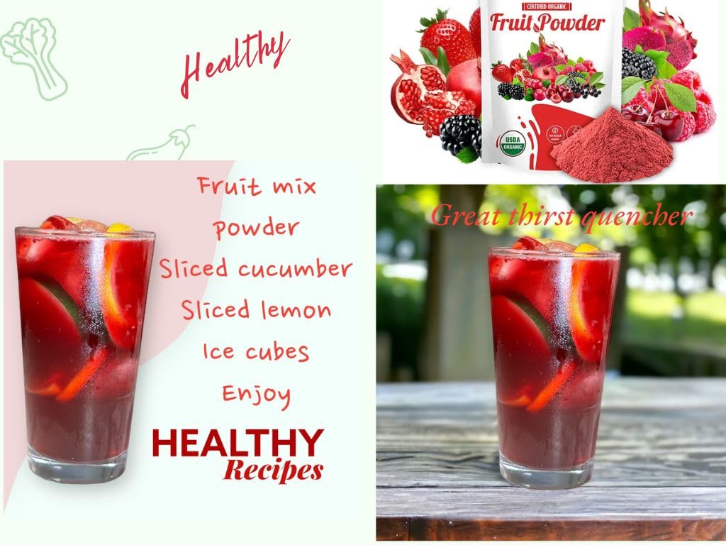 Organic Superfood Fruit Powder Smoothie & Juice mix - Antioxidants Rich Nutrients. Digestive Health, Weight Management, Immune Boosting, Energy boosting, Vitality, Vegan, Non- GMO, Gluten Free, Vegan. YMC Wellness uk supplements