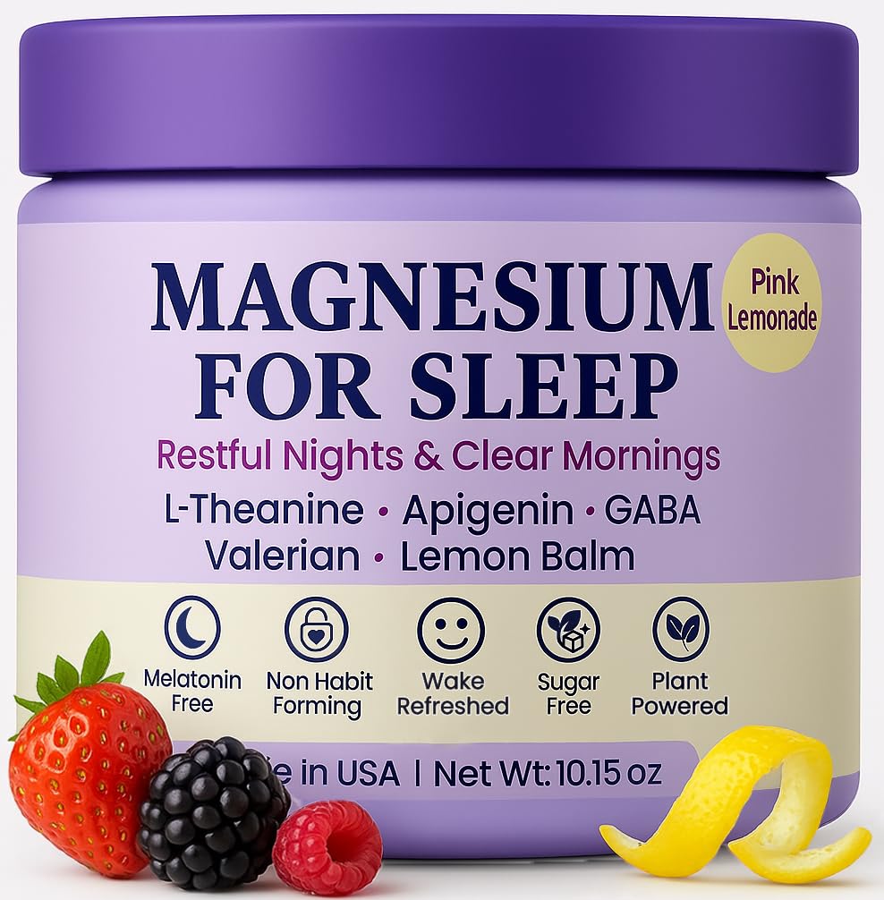 Magnesium Glycinate Powder for Sleep - Magnesium Sleep Aid Without Melatonin - Natural Sleep Drink Mix with GABA, L-Theanine, Apigenin, Valerian & Lemon Balm Dr. Matthew uk supplements