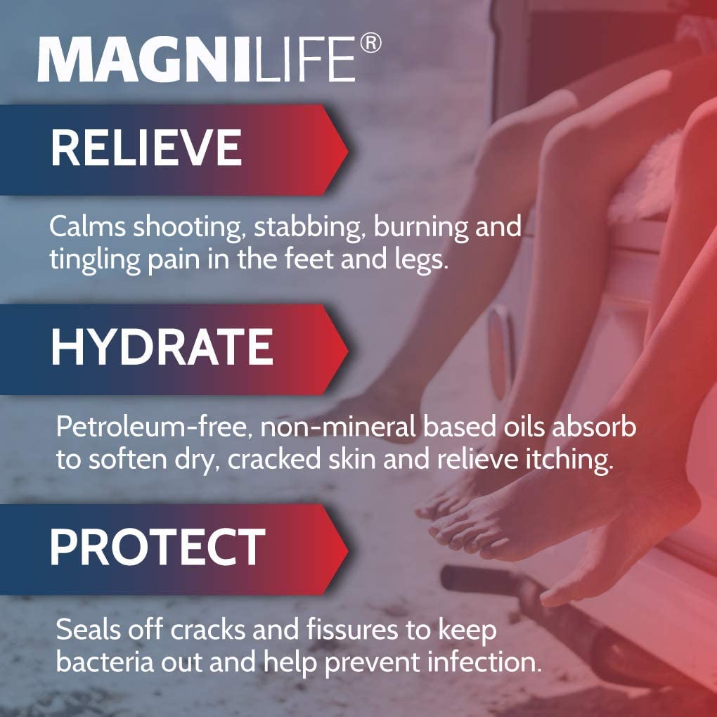 MagniLife Pain Relieving Foot Cream, 4 oz Tube, Soothing Relief for Soreness, Pain, Burning, Tingling, Itching or Sensitivity in Feet & Legs, Moisturizing & Hydrating Foot Cream, No Petroleum MagniLife uk supplements