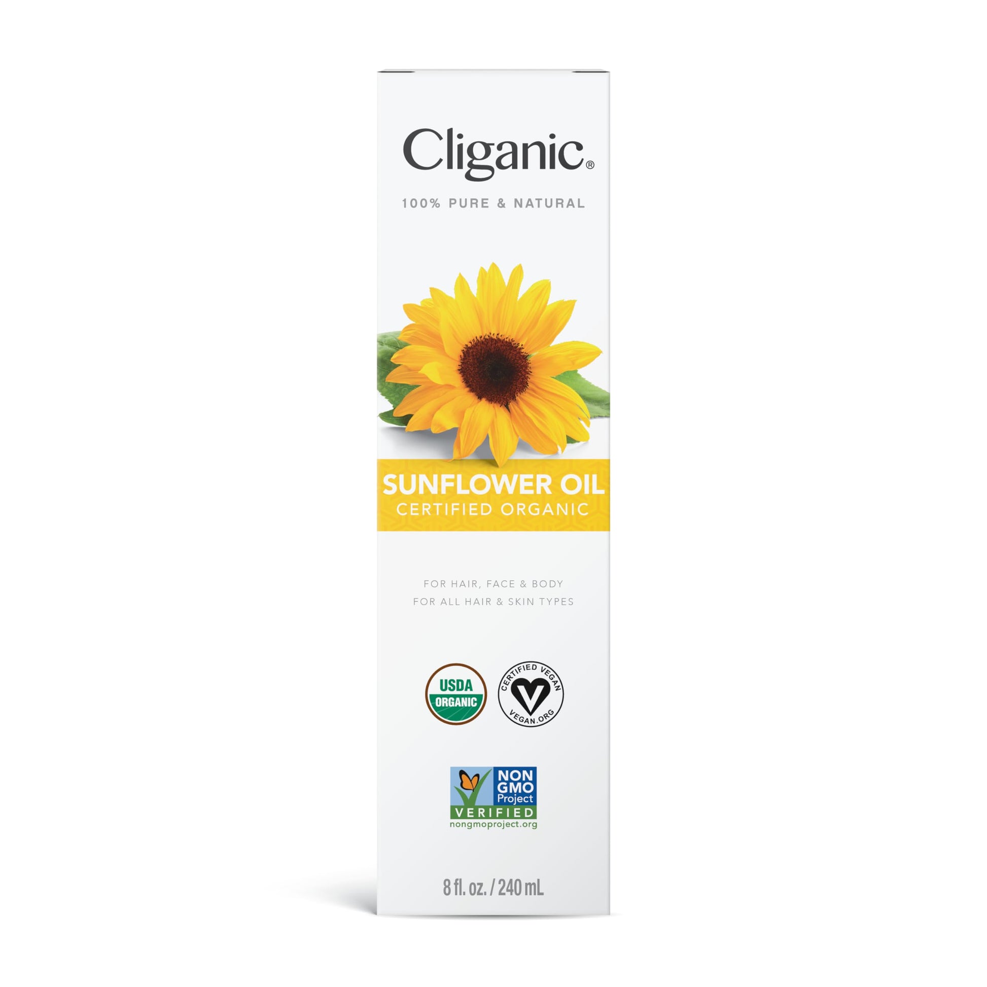 Cliganic Organic Sunflower Oil, 100% Pure (8oz) - For Skin, Hair & Face | Natural Cold Pressed Unrefined Cliganic uk supplements
