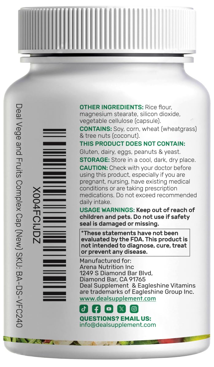 Nature’s Fruits & Veggies Supplement, 240 Veggie Capsules – 80 Whole Food Superfoods for Daily Balance – 40 Fruits with 40 Vegetables and Greens – Non-GMO, Gluten Free DEAL SUPPLEMENT uk supplements