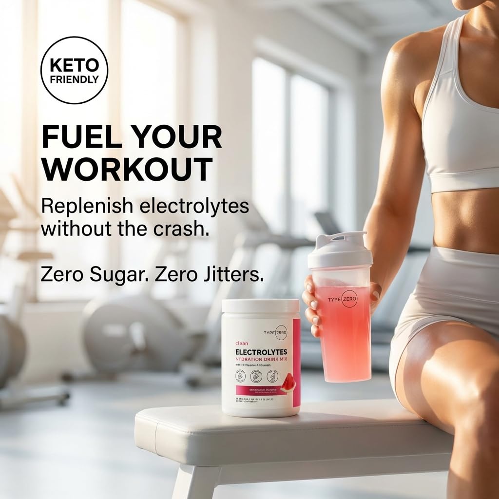 Type Zero Clean Electrolytes Hydration Powder Drink Mix + 14 Essential Vitamins & Minerals - Sugar Free, Zero Artificial Ingredients - Watermelon Flavor, 50 Servings Type Zero uk supplements