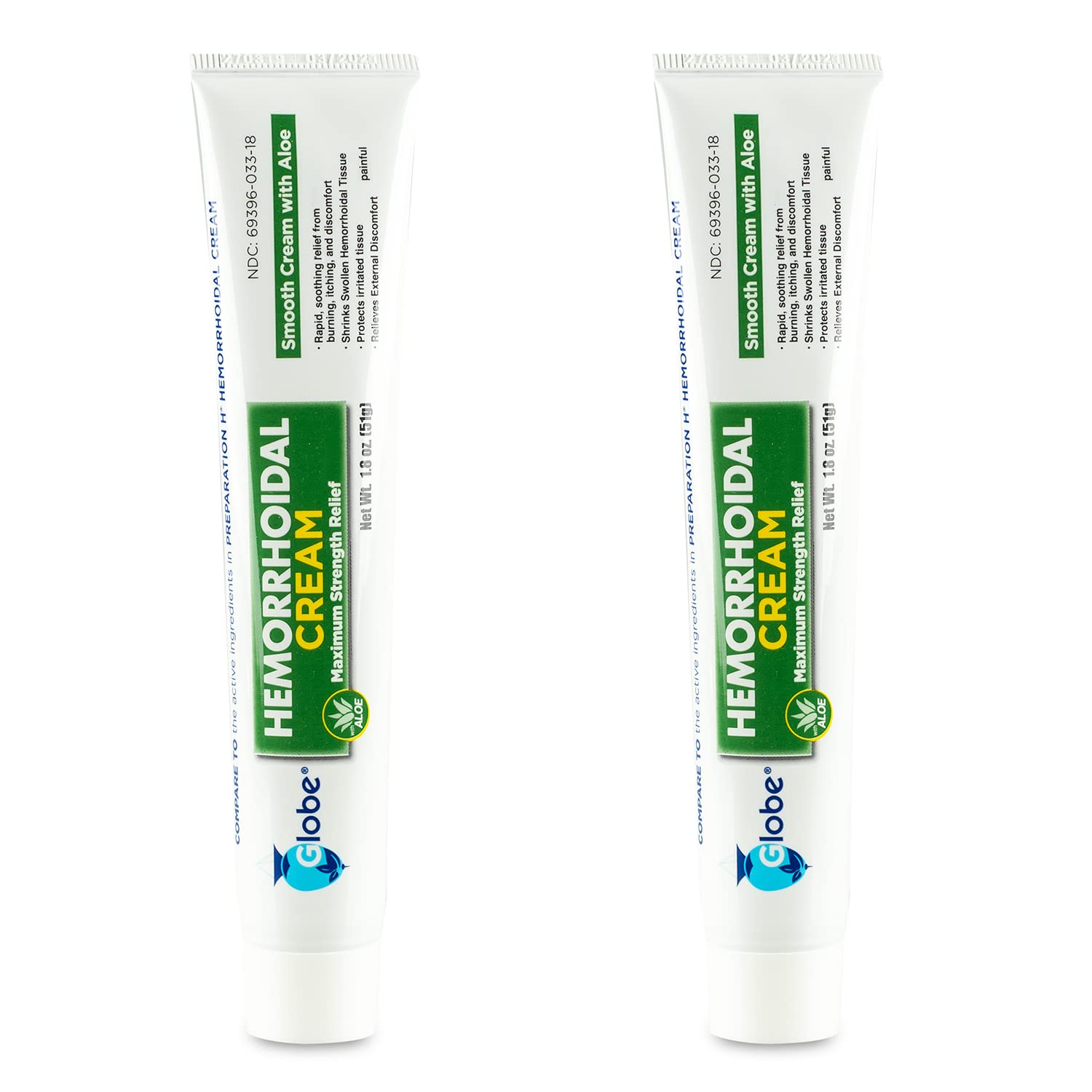 Globe Hemorrhoidal Cream (2 Pack) 1.8 oz w/Applicator Phenylephrine, Pramoxine with Aloe, Relief from Burning, Itching and Discomfort of Hemorrhoids. Globe uk supplements