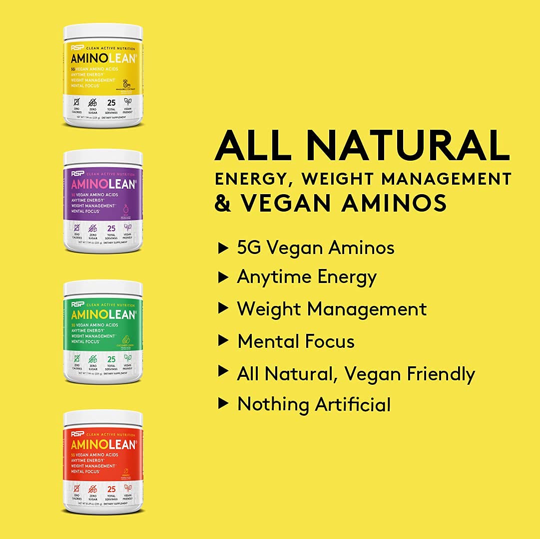 RSP NUTRITION Vegan AminoLean Pre Workout Energy (Pineapple Coconut 25 Servings) RSP NUTRITION uk supplements