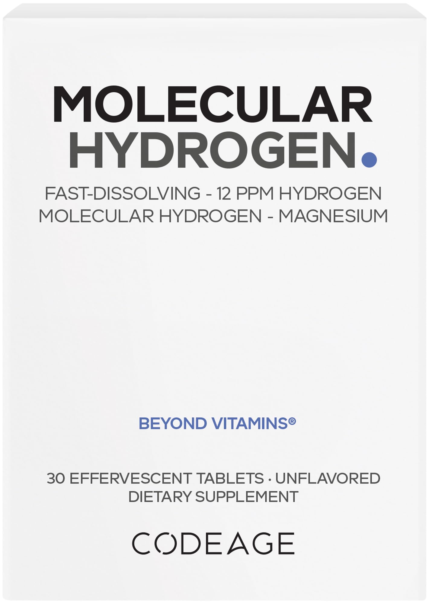 Codeage Molecular Hydrogen Supplement - Fast-Dissolving 12 PPM Hydrogen Water Tablets with Elemental Magnesium - Hydration Tablet Body Function - Unflavored, Vegan, Non-GMO, Gluten-Free - 30 Tablets Codeage uk supplements