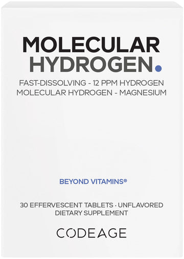 Codeage Molecular Hydrogen Supplement - Fast-Dissolving 12 PPM Hydrogen Water Tablets with Elemental Magnesium - Hydration Tablet Body Function - Unflavored, Vegan, Non-GMO, Gluten-Free - 30 Tablets Codeage uk supplements