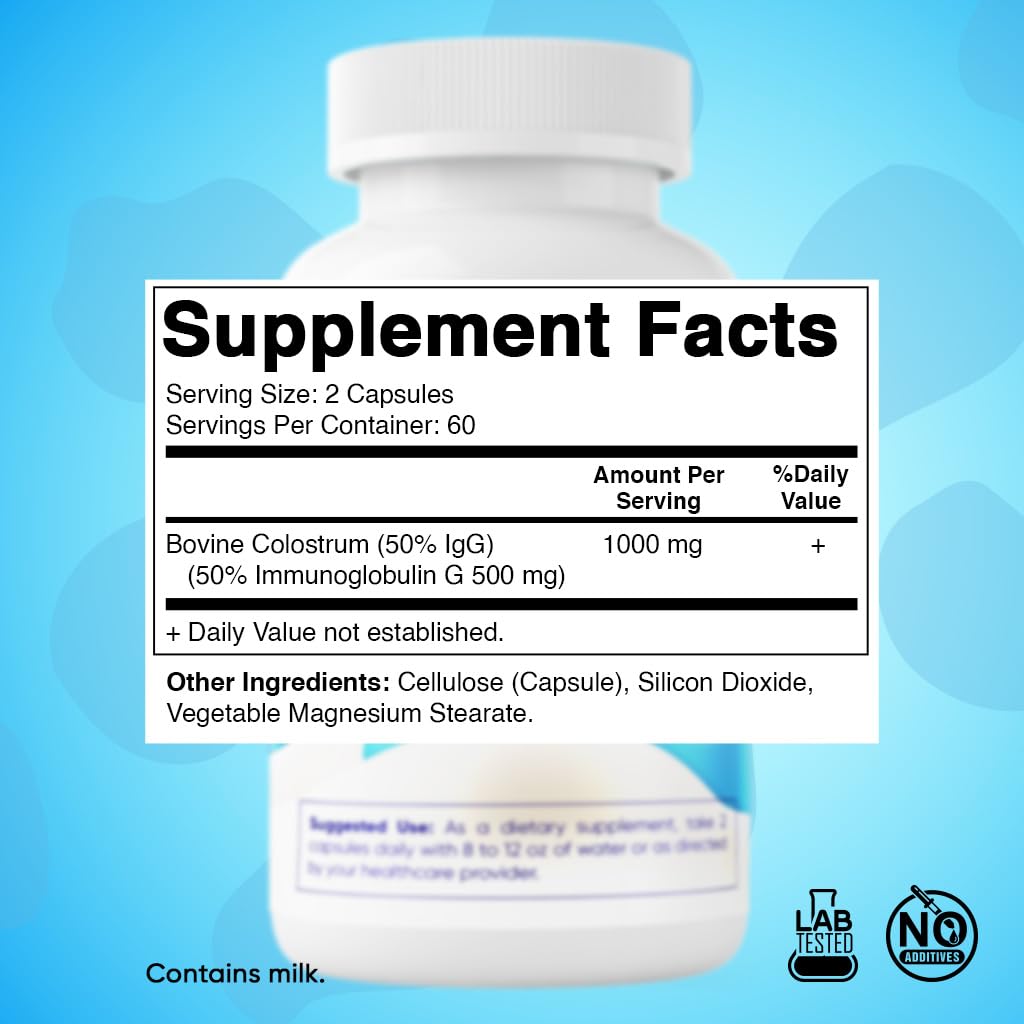 Vitamatic Bovine Colostrum Supplement 1000 mg per Serving - 50% Highest IgG - Supplement for Gut Health, Hair Growth, Beauty, Muscle Recovery, & Immune Support - 120 Capsules - 2 Pack Vitamatic uk supplements