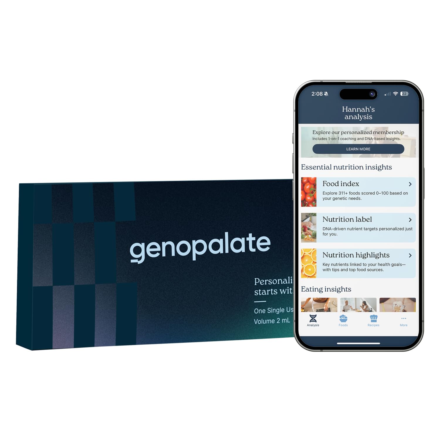 GenoPalate Nutrition DNA Test Kit | 100+ Optimal Foods & Tailored Diet | Genetic Health Report & Personalized Wellness | Macro & Micronutrient Recommendations | Stress & Eating Insights GenoPalate uk supplements