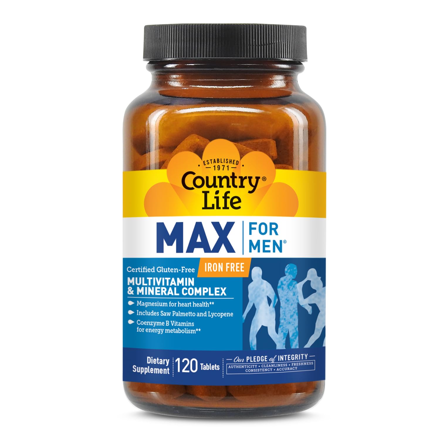 Country Life Max for Men Multivitamin: Iron-Free, Gluten Free, Saw Palmetto, Lycopene, Daily Support for Energy, Heart & Men's Health,120 Vegetarian Tablets Country Life uk supplements