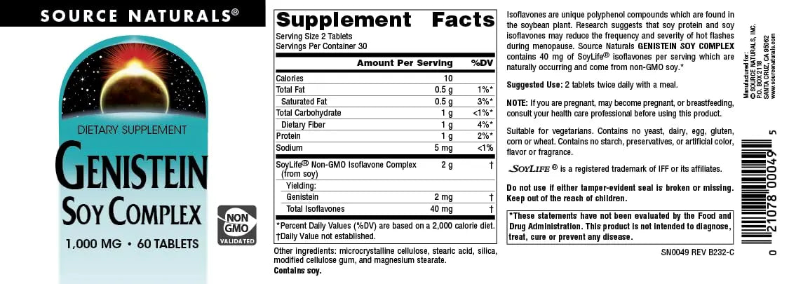 Source Naturals Genistein Soy Complex, 40 mg of SoyLife* - 40 mg, 60 Tablets Source Naturals uk supplements