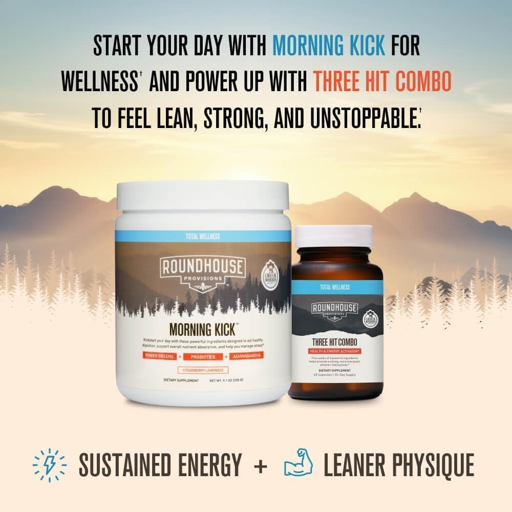 ROUNDHOUSE PROVISION Morning Kick, Greens Superfood Powder Supplement with Ashwagandha, Collagen & Probiotics - Sugar Free, Caffeine Free (3 Pack, Strawberry Lemonade Flavor) by Chuck Norris ROUNDHOUSE PROVISION uk supplements