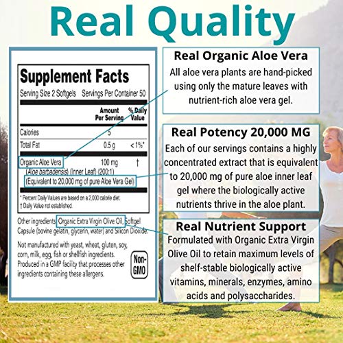 NutriWorth Aloe Vera Supplement (100 Softgels) 20,000mg Pure Gel Equivalency NutriWorth uk supplements