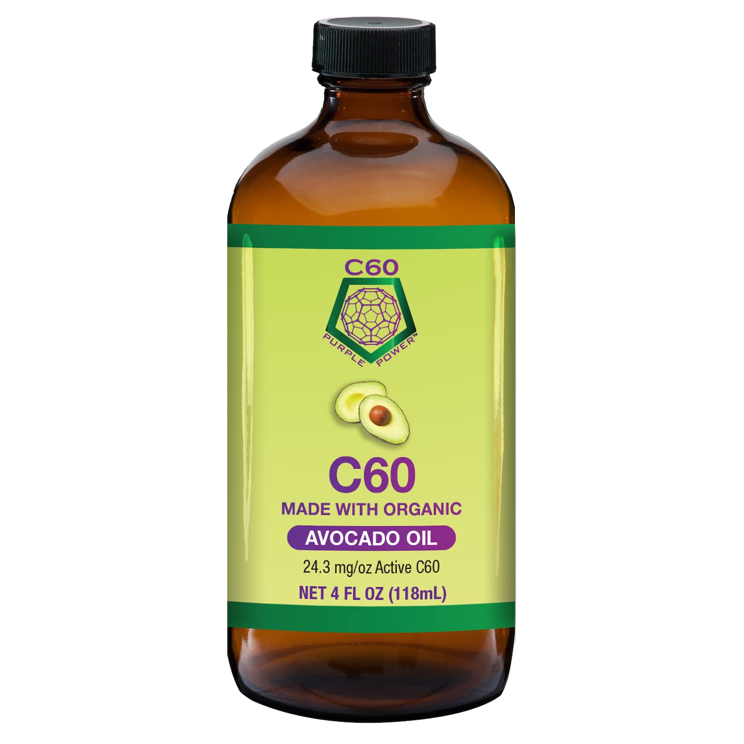 C60 Power C60 in Organic Avocado Oil - Natural Wellness & Antioxidant Support for Men & Women, 99.99% Pure Carbon Fullerenes, Promotes Energy, Mental Clarity, & Stamina - 4 fl oz Bottle C60 Purple Power uk supplements