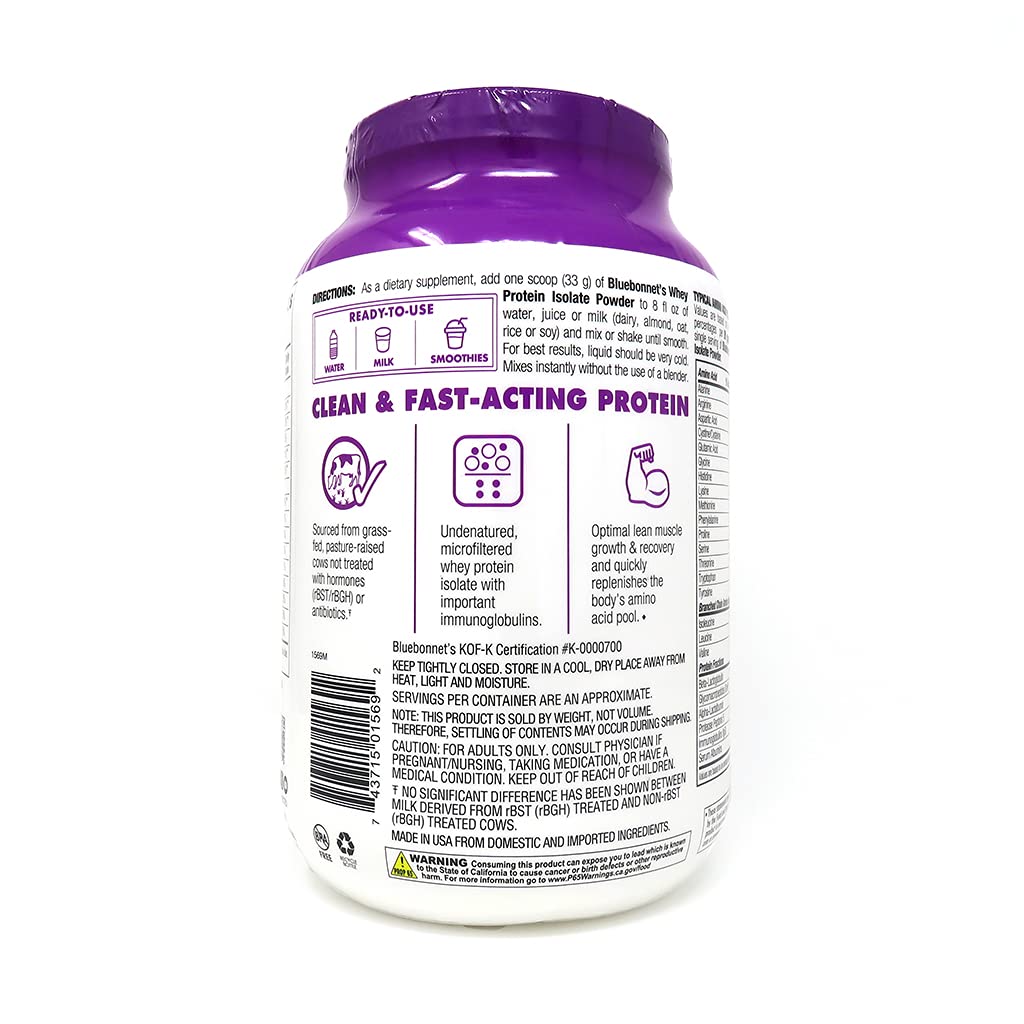 BlueBonnet 100% Natural Whey Protein Isolate Powder, Chocolate, 2 Pound Bluebonnet uk supplements