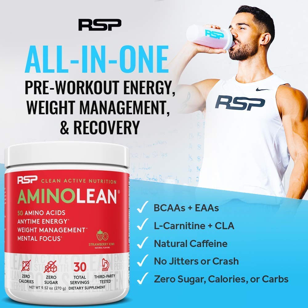 RSP NUTRITION AminoLean Pre Workout Energy (Blue Raspberry 30 Servings) with TrueFit RSP NUTRITION uk supplements