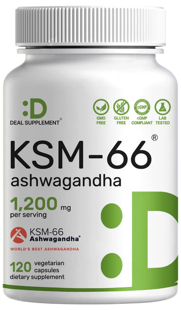 KSM 66 Ashwagandha 1,200mg with Black Pepper, 120 Veggie Capsules – Extra Strength Root Extract – High Absorption – Adaptogenic Supplements for Relaxation, Energy, & Brain Health – Non-GMO DEAL SUPPLEMENT uk supplements