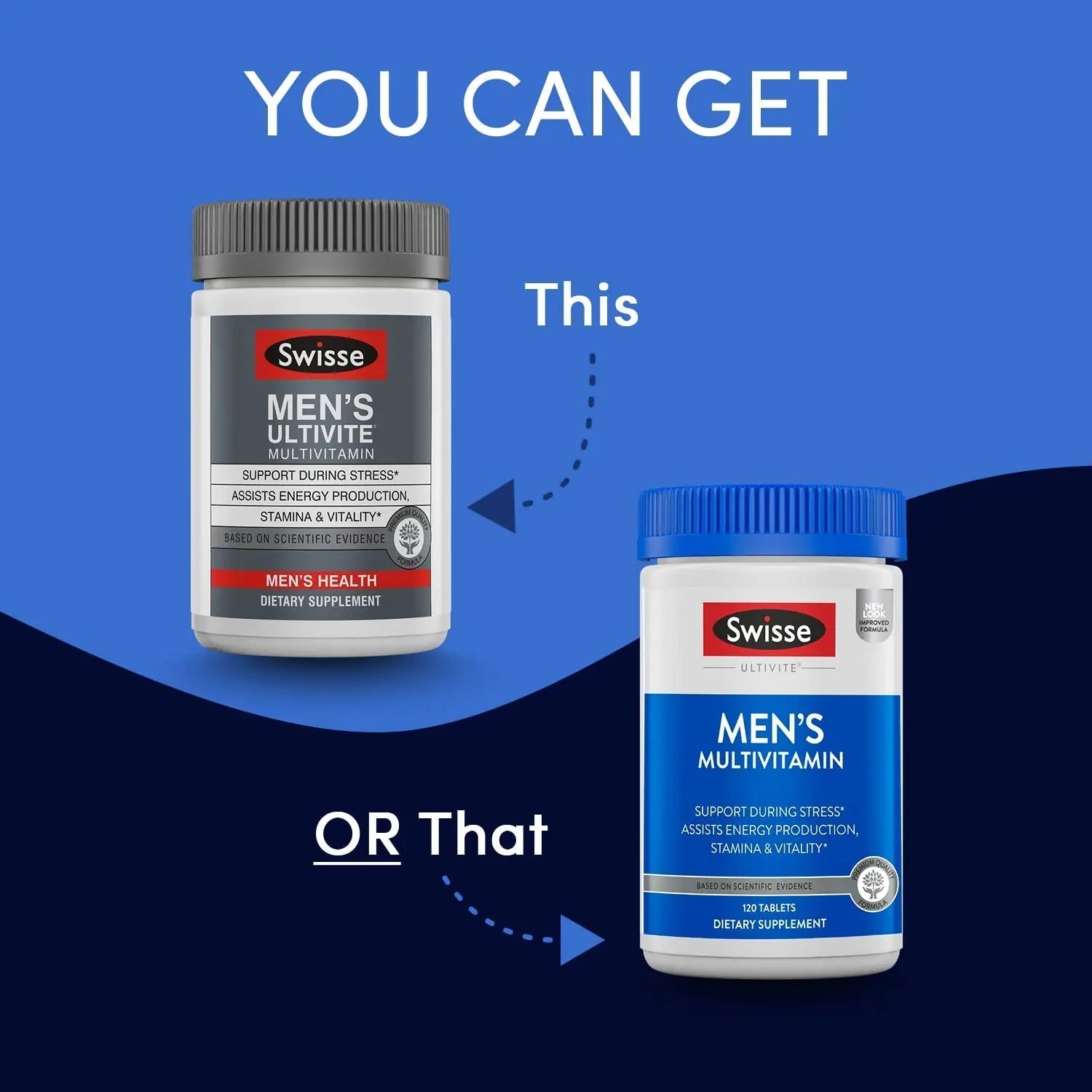 Swisse Ultivite Mens Daily Multivitamins | 50 Vitamins, Antioxidants and Minerals + Adaptogens | Energy, Stress & Immune Support | Mens Vitamins | 120 Tablets Swisse uk supplements