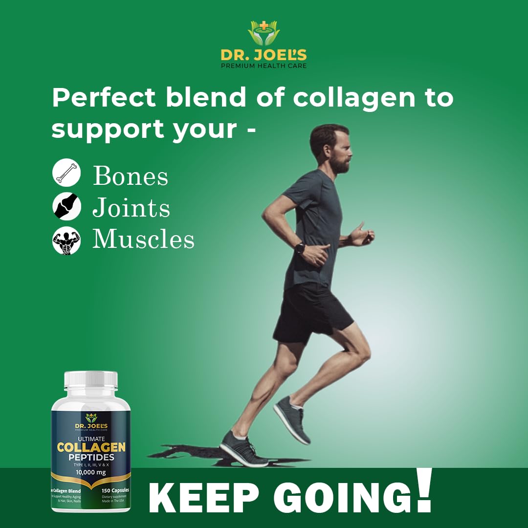 Dr. JOEL'S Multi Collagen Complex for Women and Men - Collagen Peptides Capsules with Biotin - Ultimate Collagen Pills 150 - Type I, II, III, V & X - Made in The USA Dr. JOEL'S uk supplements