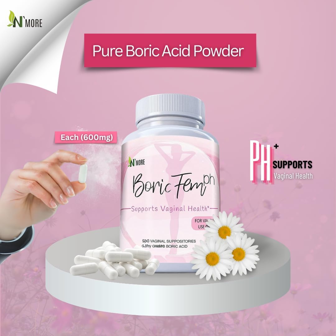 N'More Boric Acid Vaginal Suppositories- 100% Pure - Made in USA- Boricfem Vaginal Health Supplement- 30 Servings (Pack of 1) N'More uk supplements