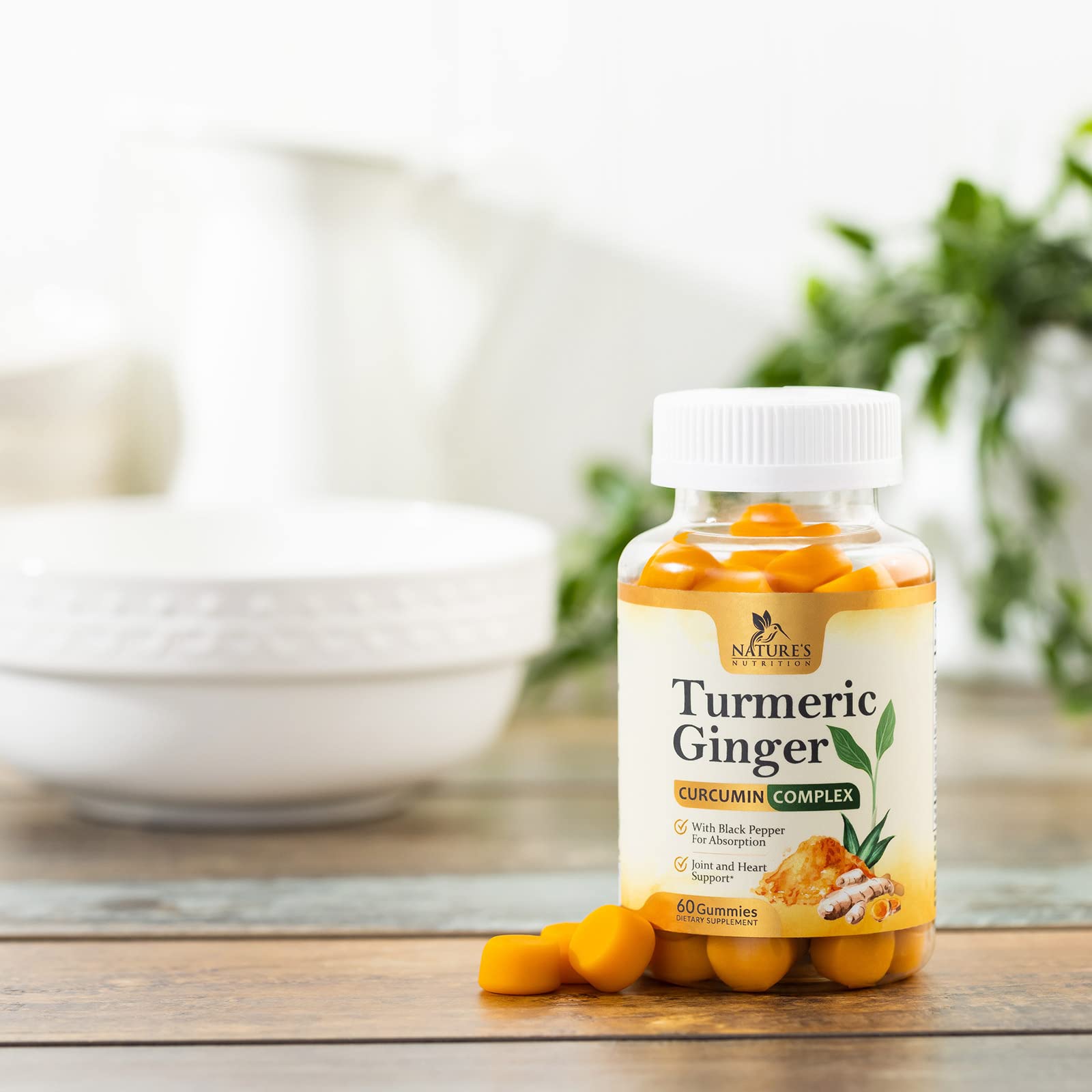 Turmeric Ginger Gummies - Vegan Turmeric Curcumin Gummy with 95% Curcuminoids Nature's Nutrition uk supplements