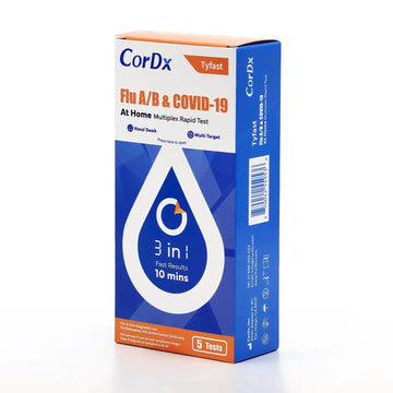 CorDx TyFast at Home Flu A/B & COVID-19 Multiplex Rapid Test Kit, Easy, Accurate, Fast Results in 10 Minutes, 3 in 1 Combo Kit, 5 Tests CorDx uk supplements