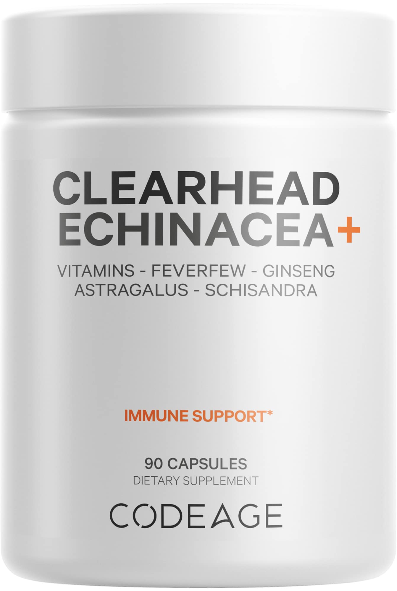 Codeage Clearhead Echinacea+ Supplement - Echinacea, Schisandra, Feverfew, Coptis, American Ginseng, Astragalus, Garlic, Probiotics, Vitamins C & D3, Zinc, Selenium - Clear Head Vitamin - 90 Capsules Codeage uk supplements